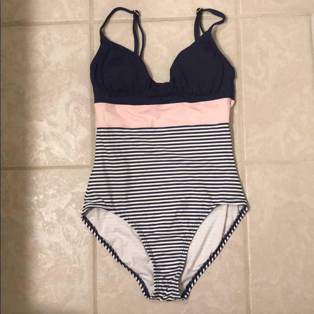 Striped one piece swimsuit
